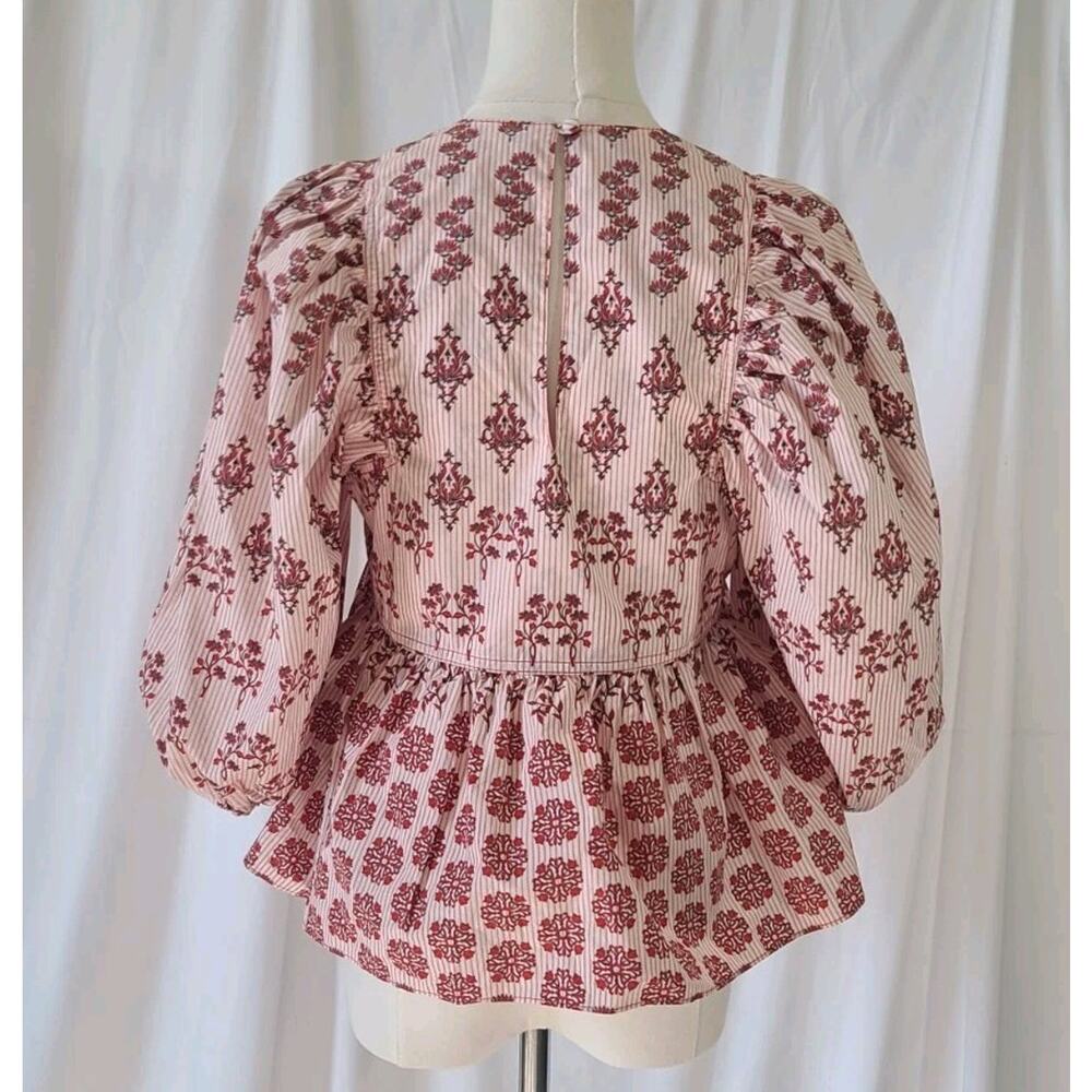 Hunter Bell Womens Pink Floral Ruffle Dakota Blouse Top XS - Picture 8 of 10